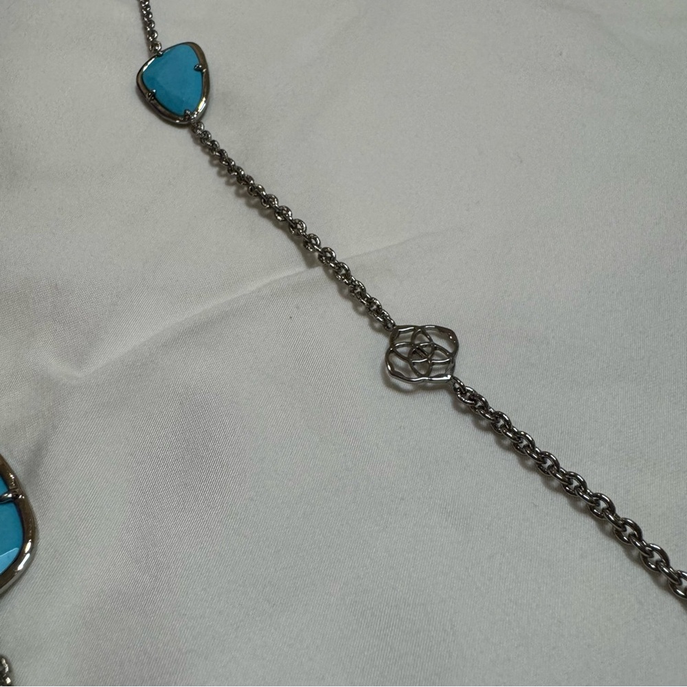 Kendra Scott Kinley Necklace - Silver & Turquoise Necklace - Picture 3 of 4